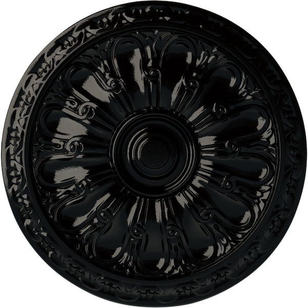Ekena Millwork Kirke Ceiling Medallion (Fits Canopies up to 3 3/4"), Hand-Painted Black Pearl, 15 3/4"OD x 5/8"P CM16KIBPS - main